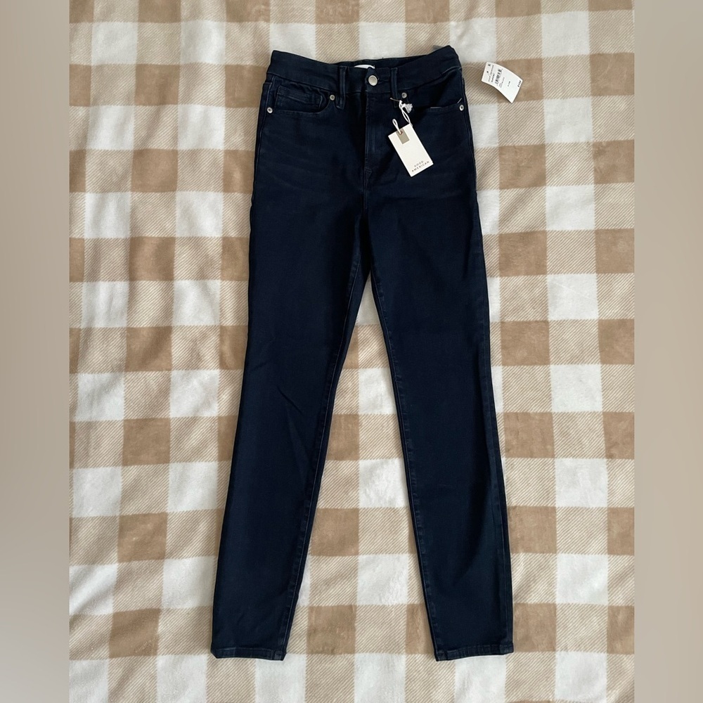 NWT Good American Women's Skinny Dark Blue Jeans Mid-Rise fits sizes 6-12
